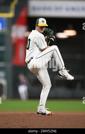 Arkansas Tech Wonder Boys LHP Jack Rector (30) durante la partita di baseball Houston Winter Invitational tra Southern New Hampshire Penmen e The Ark Foto Stock