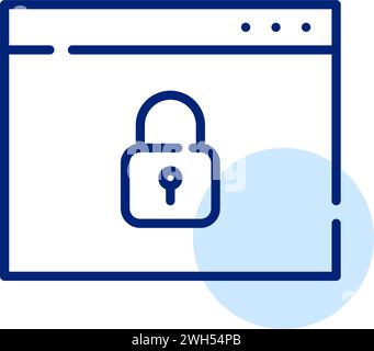 Connessione Internet protetta. Browser e blocco. Pixel Perfect, traccia modificabile Illustrazione Vettoriale