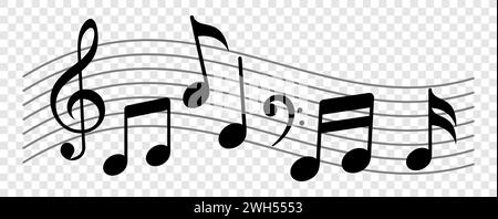 onde di note musicali e canzoni Illustrazione Vettoriale