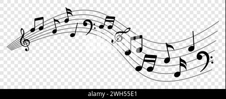 onde di note musicali e canzoni Illustrazione Vettoriale