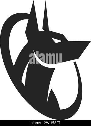 Modello Doberman Logo isolato. Identità del marchio. Icona grafica vettore astratto Illustrazione Vettoriale