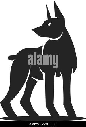 Modello Doberman Logo isolato. Identità del marchio. Icona grafica vettore astratto Illustrazione Vettoriale