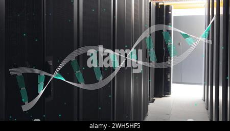 Immagine dell'elaborazione dei dati medici nella sala server Foto Stock