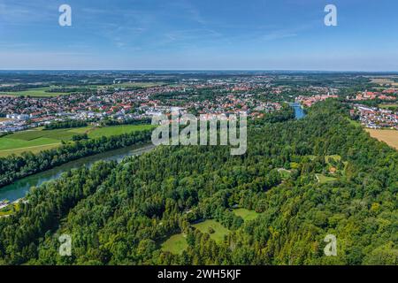 Prendi l'aereo per il Pössiner Au su Lech, un'area ricreativa vicino a Landsberg in Baviera Foto Stock