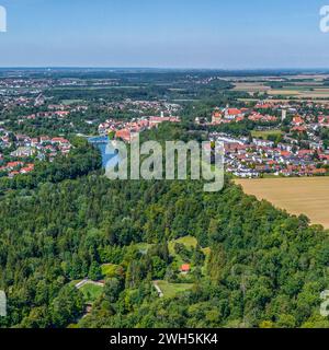 Prendi l'aereo per il Pössiner Au su Lech, un'area ricreativa vicino a Landsberg in Baviera Foto Stock