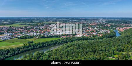 Prendi l'aereo per il Pössiner Au su Lech, un'area ricreativa vicino a Landsberg in Baviera Foto Stock