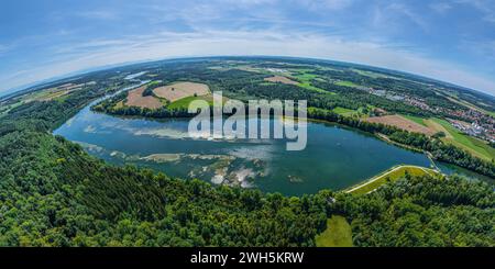 Prendi l'aereo per il Pössiner Au su Lech, un'area ricreativa vicino a Landsberg in Baviera Foto Stock