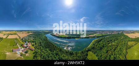 Prendi l'aereo per il Pössiner Au su Lech, un'area ricreativa vicino a Landsberg in Baviera Foto Stock