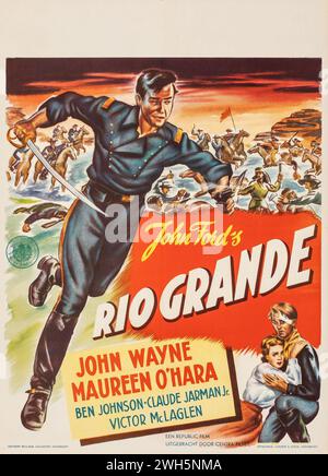 WESTERN - poster cinematografico d'epoca - John Fords Rio grande (Repubblica, 1950) feat John Wayne e Maureen o'Hara, versione olandese Foto Stock