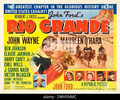 WESTERN - poster cinematografico d'epoca - John Fords Rio grande (Repubblica, 1950) feat John Wayne e Maureen o'Hara Foto Stock