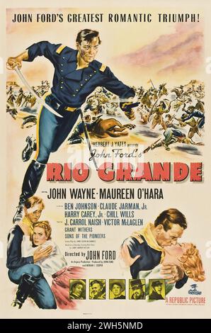 WESTERN - poster cinematografico d'epoca - John Fords Rio grande (Repubblica, 1950) feat. John Wayne e Maureen o'Hara Foto Stock