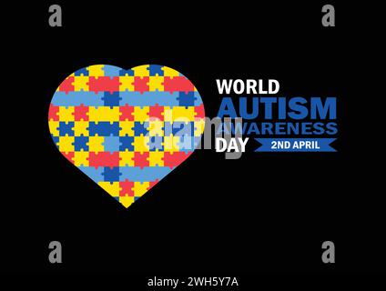 Illustrazione vettoriale del giorno della consapevolezza dell'autismo mondiale. 2 aprile. Adatto per biglietti d'auguri, poster e striscioni. Illustrazione Vettoriale