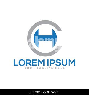 Design logo CH Letter. Design esclusivo e professionale con logo CH. Illustrazione Vettoriale