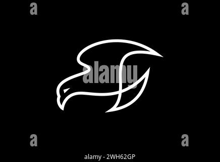 Modello vettoriale con logo Falcon in stile line art Illustrazione Vettoriale