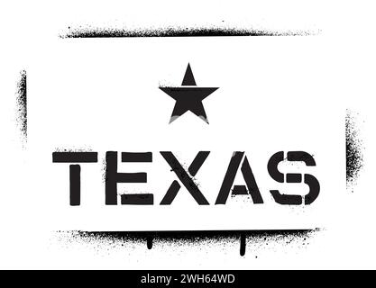 Spruzza lo stencil TEXAS e la stella sul bianco. Illustrazione Vettoriale