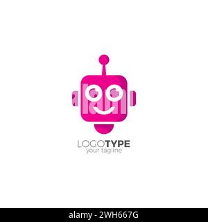 Logo robot Head Smile. Icona robotica Illustrazione Vettoriale