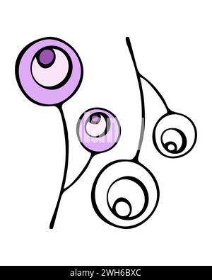 Questa immagine raffigura un semplice disegno in linea nera di due eleganti viti, una con foglie, su uno sfondo bianco, che mette in evidenza un contrasto tra natura complessità e semplicità. Illustrazione Vettoriale