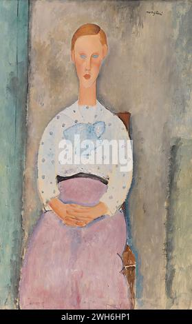 Amedeo Modigliani (1884-1920), italiano, modernismo - giovane ragazza in camicia a pois - "Jeune Fille au corsage a pois" Foto Stock