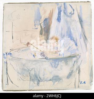 Berthe Morisot (1841-1895), francese, Impressionismo - Julie Manet in a Canappied Cradle [1879] Foto Stock