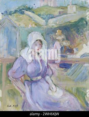 Berthe Morisot (1841-1895), francese, Impressionismo - la terrazza, la donna con l'ombrello - "la Terrasse, la femme au parapluie" Foto Stock