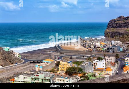 Città Ribeira grande, Isola Sao Antao, Capo Verde, Cabo Verde, Africa. Ribeira grande è la città più grande del comune di Ribeira grande Foto Stock