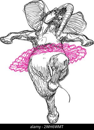 elefante danzante con disegno tutu rosa Illustrazione Vettoriale