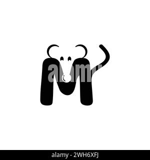 Design del logo del modello vettoriale del mouse Letter M. Logo moderno del mouse, ottima combinazione del simbolo del mouse con la lettera M come iniziale Illustrazione Vettoriale
