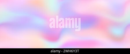 Motivo holo senza cuciture rosa e malva nacre. Le onde astratte su un bg pastello perlescente. Carta da parati olografica in lamina perlata con delicato unicorno Illustrazione Vettoriale