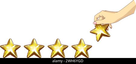 donne mano dando cinque stelle di valutazione, disegno Illustrazione Vettoriale