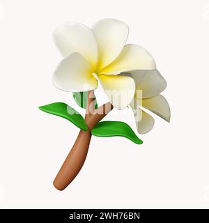 fiori di frangipani 3d .icona isolata su sfondo bianco. illustrazione del rendering 3d. Tracciato di ritaglio. Foto Stock