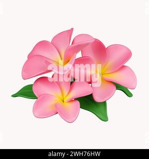 fiori di frangipani 3d .icona isolata su sfondo bianco. illustrazione del rendering 3d. Tracciato di ritaglio. Foto Stock
