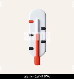 Icona 3d per termometro 3d per uso medico. Dispositivo di misurazione della temperatura corporea. icona isolata su sfondo bianco. illustrazione del rendering 3d. Tracciato di ritaglio. Foto Stock