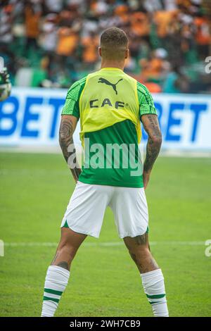 Il giocatore nigeriano Troost Ekong in azione durante l'allenamento pre-partita della partita tra Costa d'Avorio e Nigeria all'AFCON 2023 in Costa d'Avorio. Foto Stock