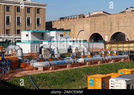 Roma si sta trasformando per il Giubileo del 2025. Cantiere, lavori in corso per il sottopasso di Piazza Pia. Roma, Italia, Europa, Unione europea, UE Foto Stock