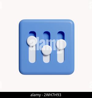 Simbolo di regolazione del suono musicale 3d, logo. icona isolata su sfondo bianco. illustrazione del rendering 3d. Tracciato di ritaglio. Foto Stock