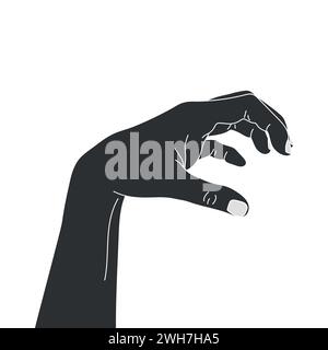 Silhouette della mano umana che mostra gesti spaventosi. Mano di artiglio mostro. Mano che gratta la creatura. Illustrazione vettoriale Illustrazione Vettoriale