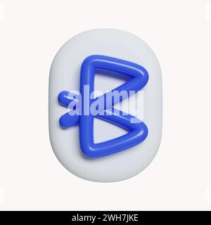 Icona Bluetooth 3D. Simbolo della rete mobile. Trasferimento dati. Report documento, informazioni e segni di spunta. icona isolata su sfondo bianco. 3d. Foto Stock