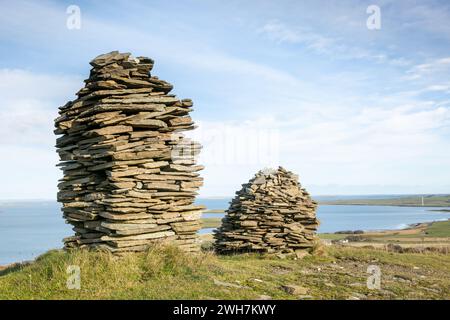 cairns artificiale a Cuween Hill Chambered Cairn, Orcadi Foto Stock