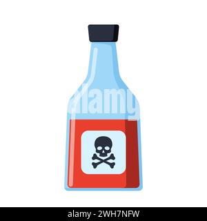 Flacone di tossina velenosa o chimica velenosa con etichetta incrociata. Illustrazione vettoriale Illustrazione Vettoriale