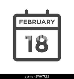 Febbraio 18 giorno di calendario o Data di calendario per la scadenza e l'appuntamento Illustrazione Vettoriale