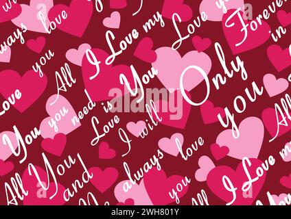 Sfondo Love Lettering - San Valentino - sfondo cuori Illustrazione Vettoriale