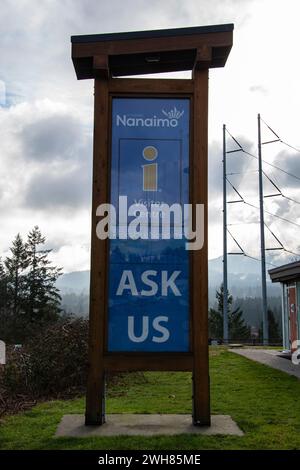 Chiedi un cartello all'East Wellington Park di Nanaimo, British Columbia, Canada Foto Stock