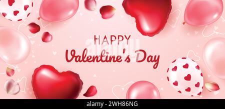 Buona carta orizzontale di San Valentino Illustrazione Vettoriale