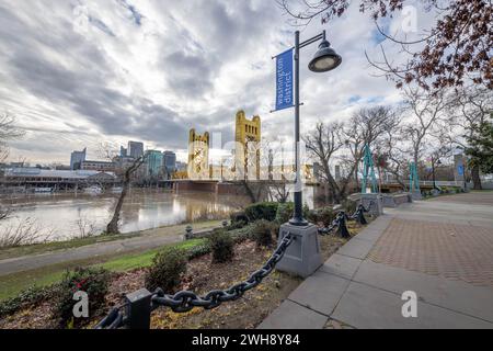 Tower Bridge di Sacramento ovest Foto Stock