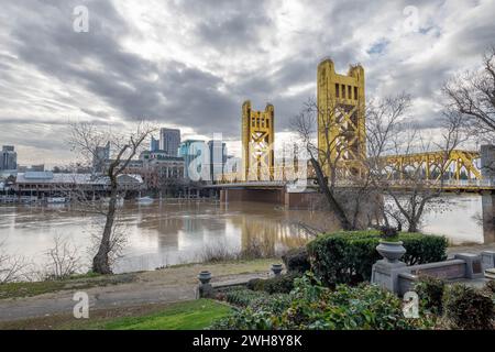 Tower Bridge di Sacramento ovest Foto Stock