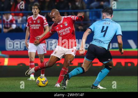 Vizela, Portogallo. 8 febbraio 2024. Vizela, 02/08/2024 - il Futebol Clube Vizela ha ospitato lo Sport Lisboa e Benfica questa sera, al Estádio Futebol Clube Vizela, in una partita del sesto turno della Coppa del Portogallo 2023/24. João Mario (Ivan del Val/Global Imagens) credito: Atlantico Press/Alamy Live News Foto Stock