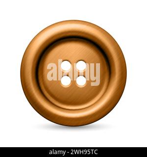 Pulsante Vector 3d Realistic Textured Metal per l'icona Closeup isolato. Moda, arte, ago, cucito, decorazioni per la creazione di graffette. Vestiti rotondi Illustrazione Vettoriale