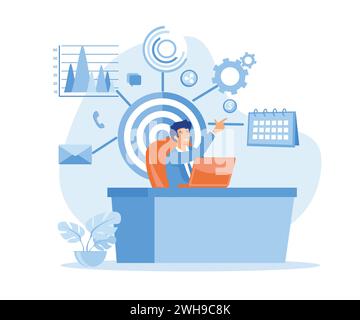 Strumenti per le prestazioni e soluzioni software insieme di illustrazioni vettoriali del concetto astratto. Business intelligence. illustrazione moderna vettoriale piatta Illustrazione Vettoriale