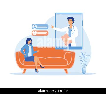 Cartelle cliniche elettroniche e servizi medici online. illustrazione moderna vettoriale piatta Illustrazione Vettoriale