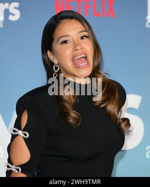 Hollywood, Stati Uniti. 8 febbraio 2024. Gina Rodriguez arriva alla premiere dei GIOCATORI tenutasi presso l'Egyptian Theatre di Hollywood, CA, giovedì 8 febbraio 2024. (Foto di Juan Pablo Rico/Sipa USA) credito: SIPA USA/Alamy Live News Foto Stock